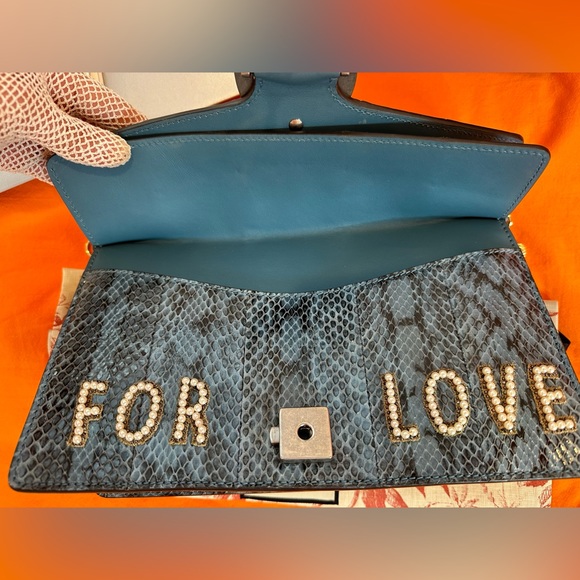 Like New Gucci Python Blind For Love Dionysus Genuine Purse Blue Rhinestones - Picture 8 of 17